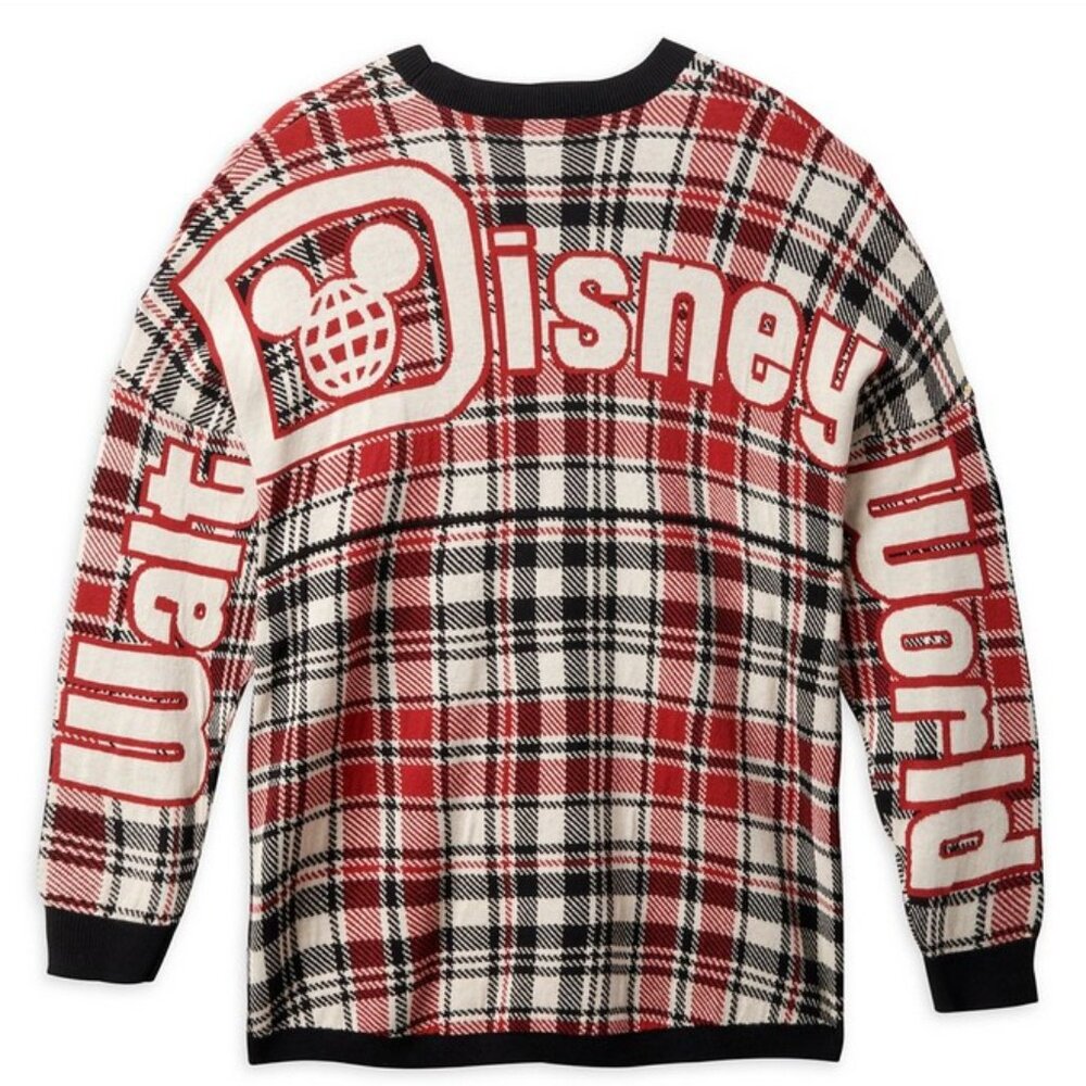 WDW Disney World NWT XL Holiday Plaid Mickey Spirit Jersey Sweater Adult